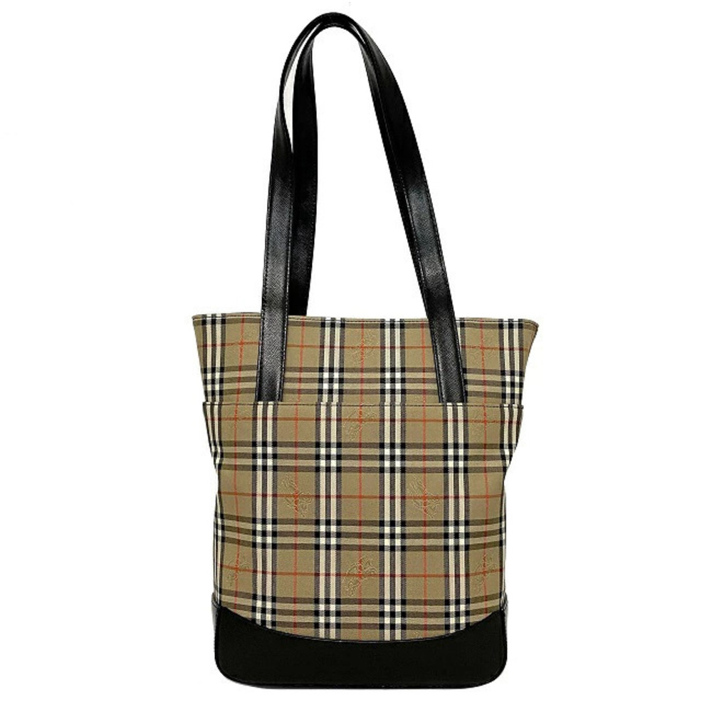 Burberry Patent Enamel Bag Bucket Vernis Tote Nova Beige Check Black Charm